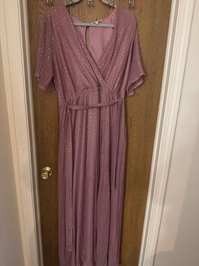 Baltic Born Mauve Sparkle Wrap Maxi Dress with Belt